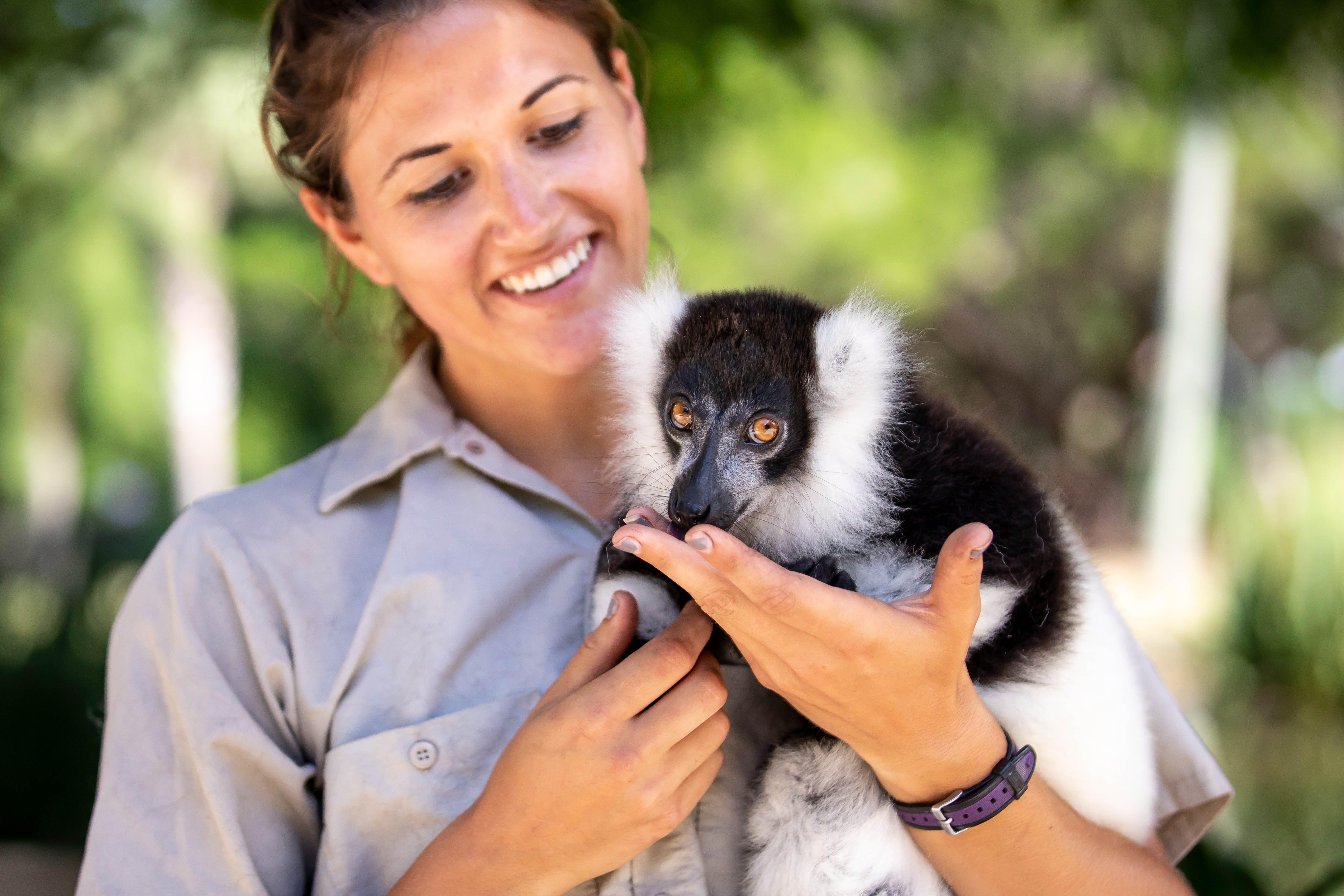 A keeper holds an animal at the Gulf Breeze Zoo in Navarre Beach