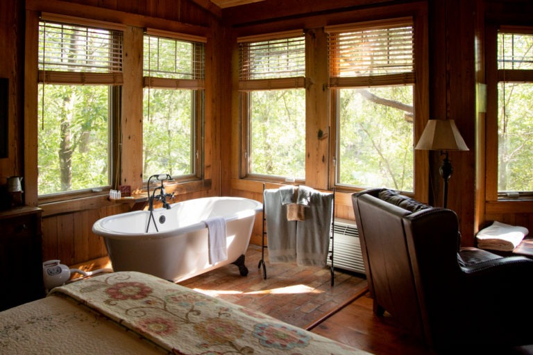 Interior of the Lorax Loft, a luxury tree house.