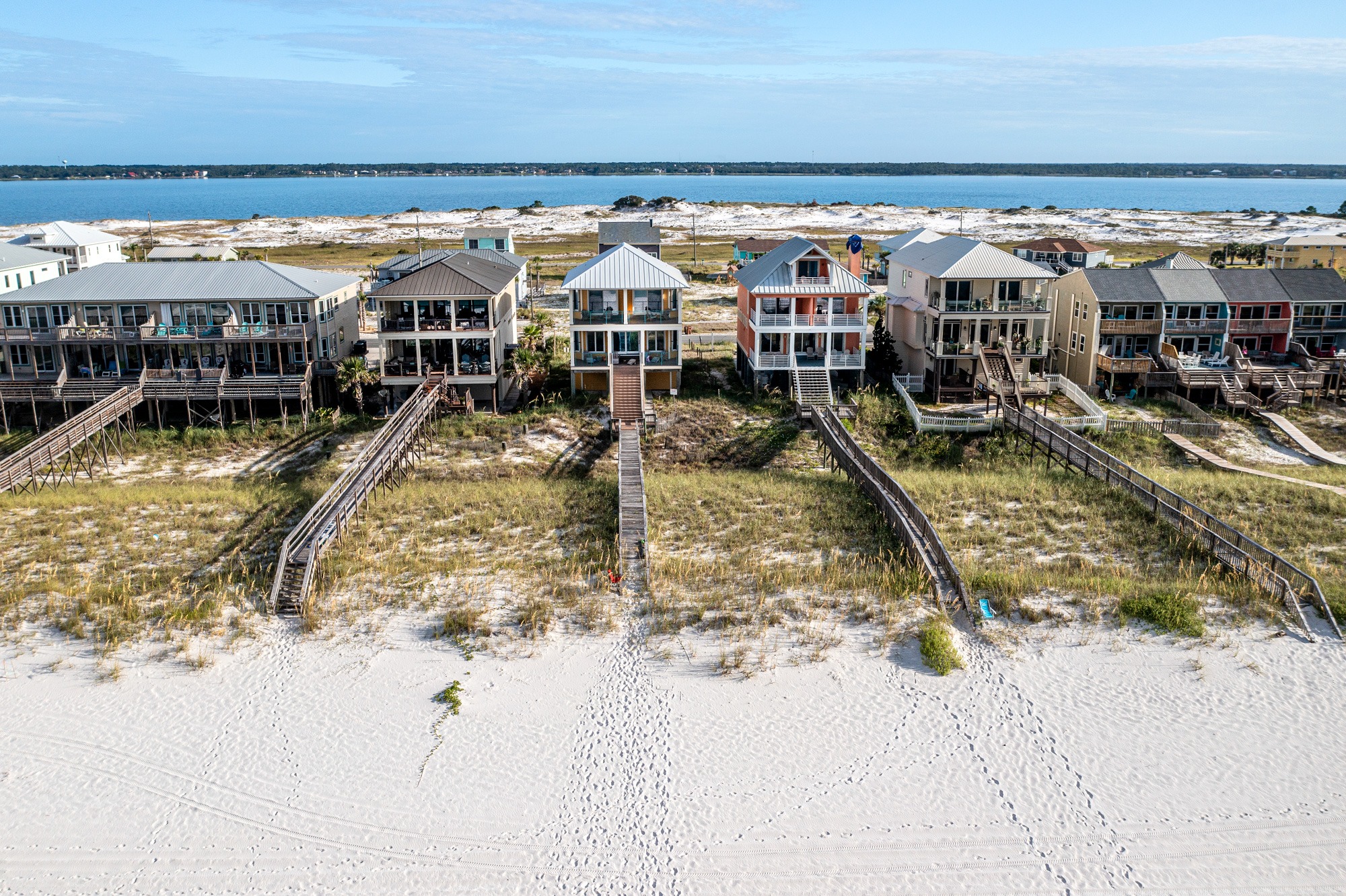 aerial of beach houses