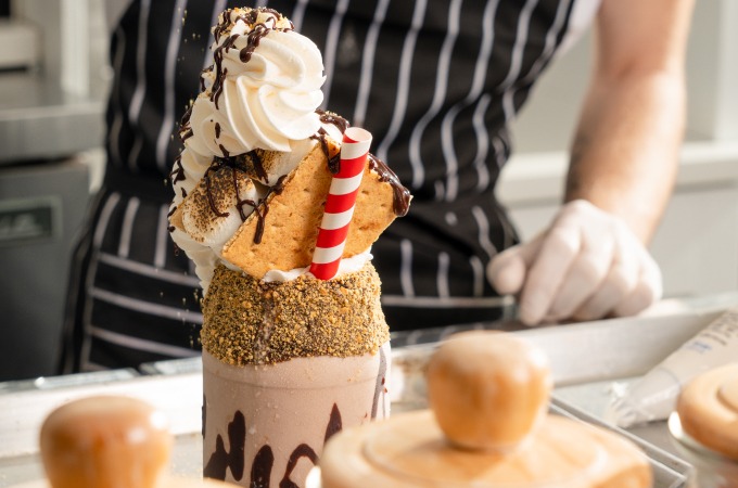 decadent ice cream withe s'more on top