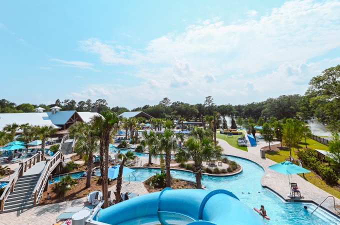 waterpark with lazy river and slide